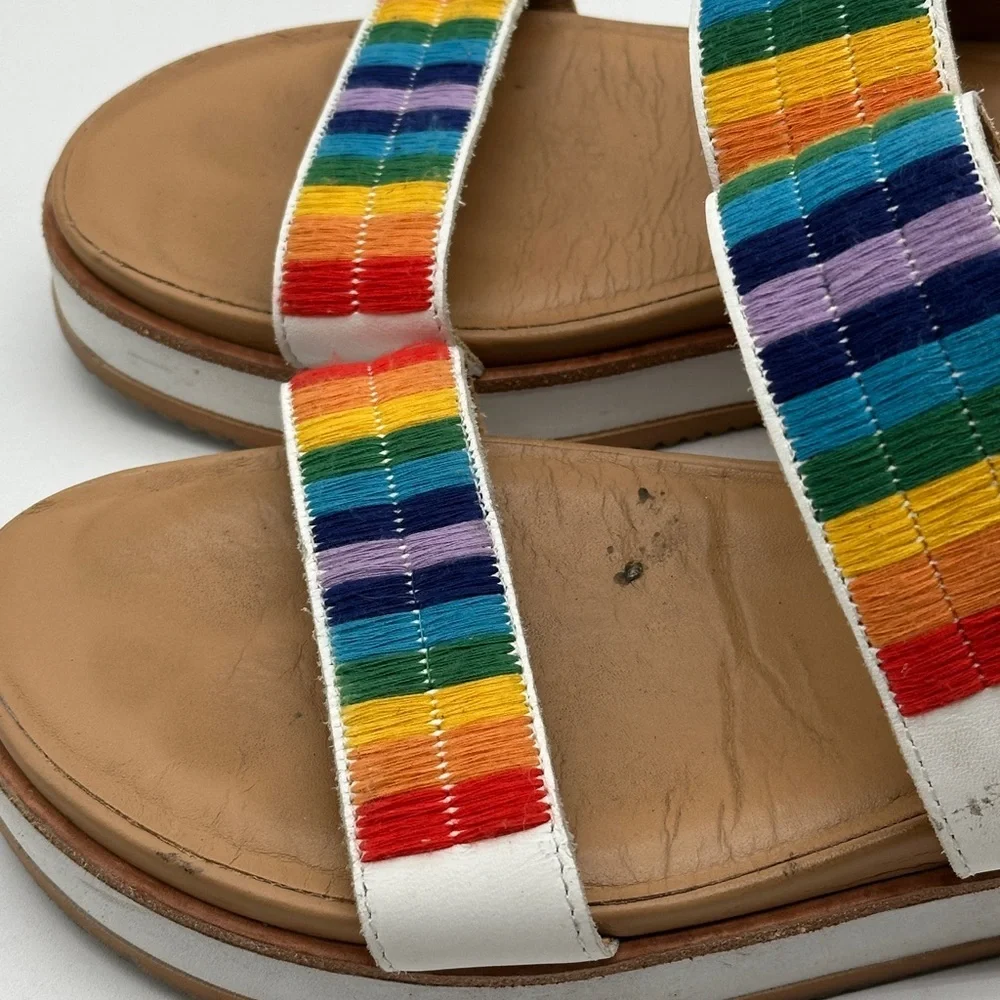 Soludos Remy City Sandals Rainbow‎ and White Women’s Size 9 Embroidered